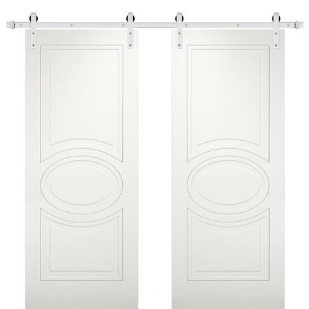 Vdomdoors Double Barn Interior Door, 48" x 84", White MELA7001DB-S-WS-4884